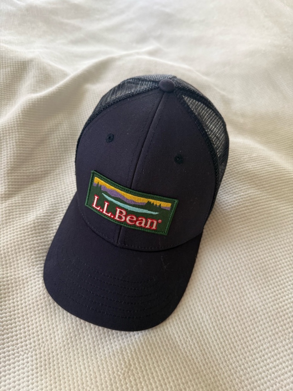 L.L. Bean Navy Blue Mesh-Back Patch Cap